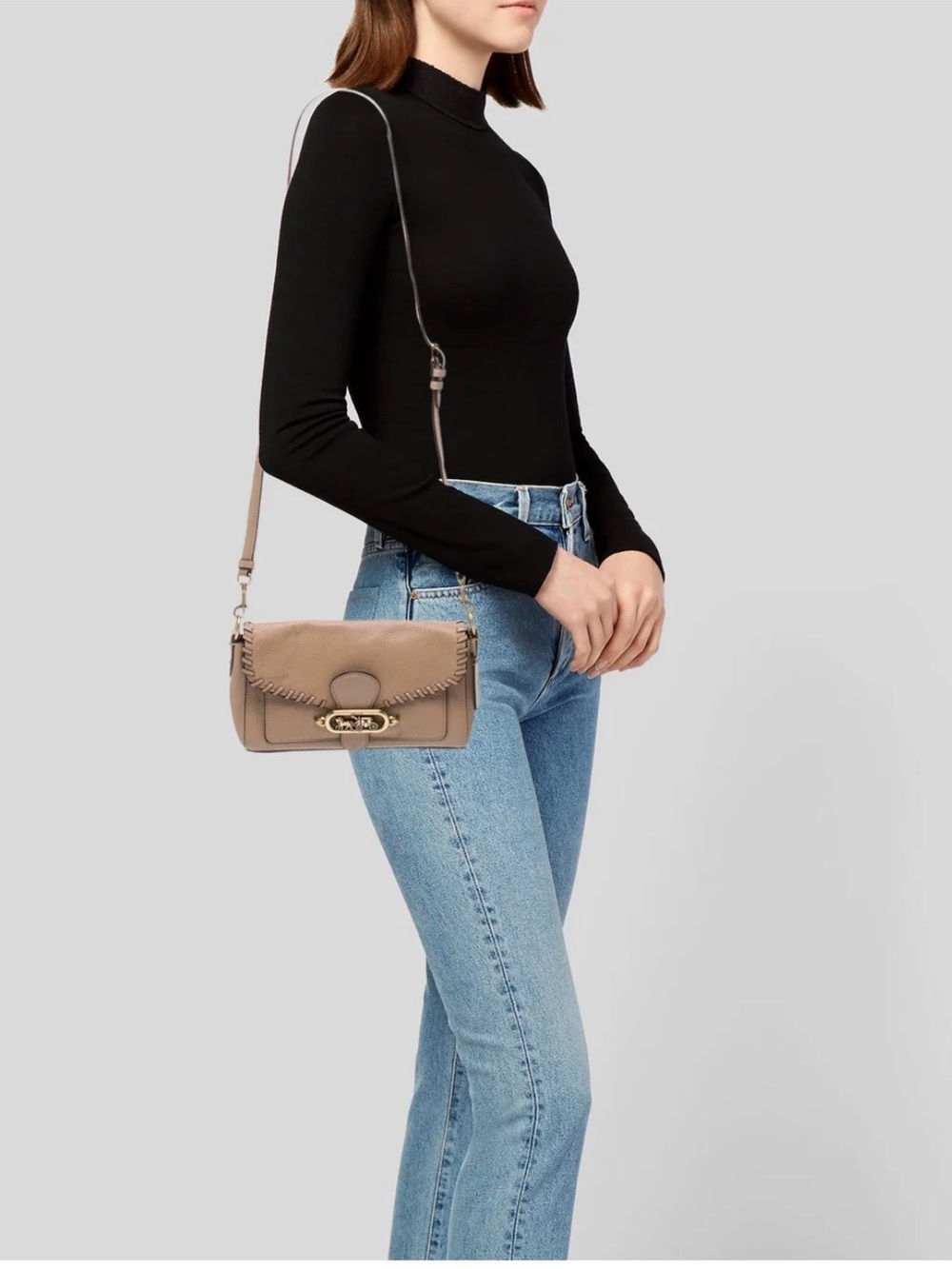 Coach Beat Whipstitch Pebble Leather Shoulder Bag Light Beige Chalk Leather - Picture 6 of 6